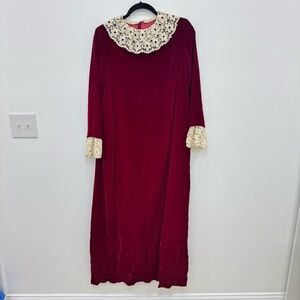 Vintage Mod 60’s Collectors piece dress Saks Fifth Avenue Red Velvet Maxi Dress